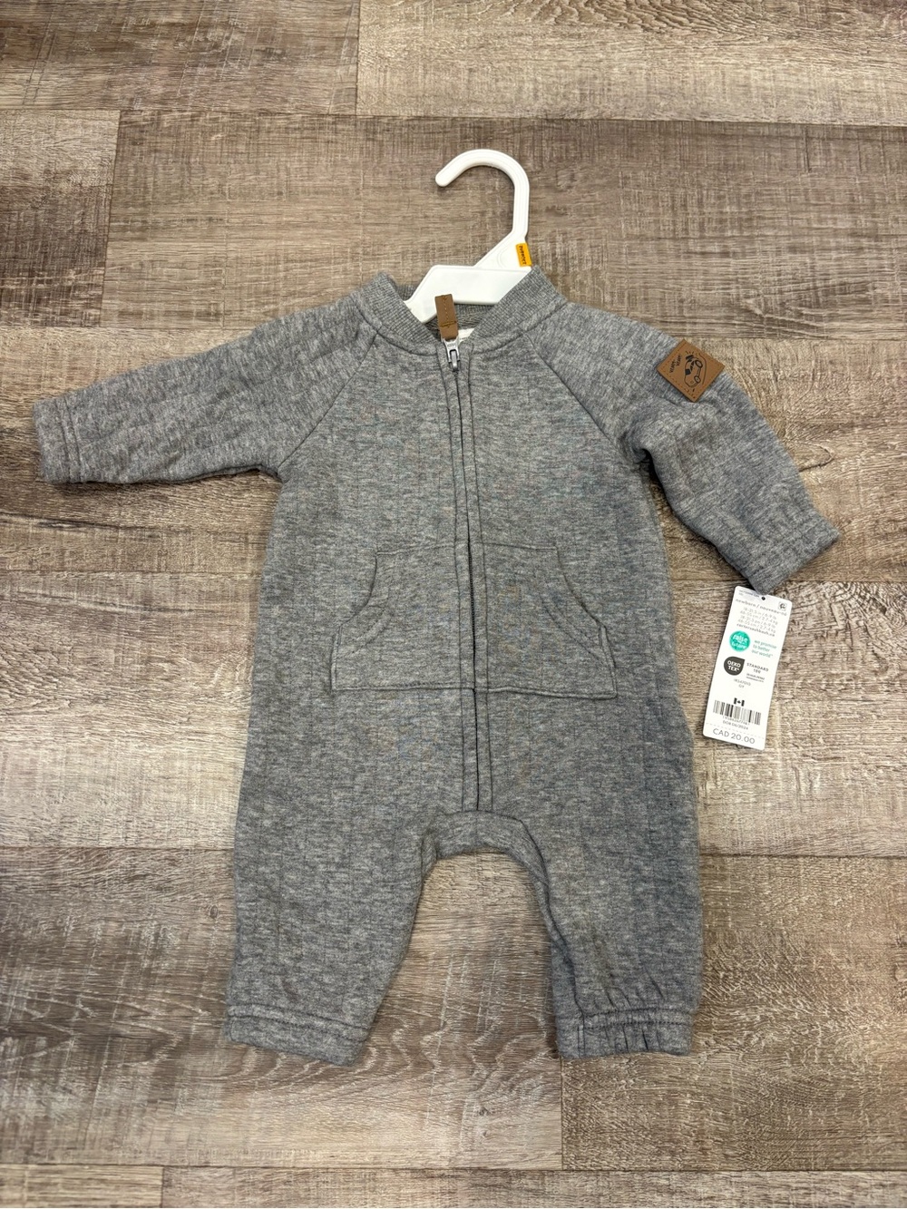 Carter's Gray Zip-Up Fleece One-Piece Bodysuit